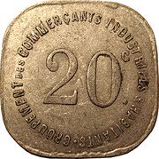 France 20 Centimes (Joinville-le-Pont city) GROUPEMENT DES COMMERÇANTS INDUSTRIELS & HABITANTS 20C. coin reverse France 20 Centimes (Joinville-le-Pont city) GROUPEMENT DES COMMERÇANTS INDUSTRIELS & HABITANTS 20C. coin reverse