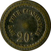 France 20 Centimes (Paris. Bar Letellier) 20 C. BON POUR CONSOMMER coin reverse France 20 Centimes (Paris. Bar Letellier) 20 C. BON POUR CONSOMMER coin reverse
