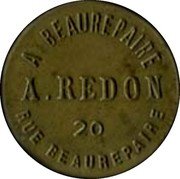 France 20 Centimes Paris. Seine. Redon ND (1917) A. REDON A BEAUREPAIRE 20 RUE BEAUREPAIRE coin reverse France 20 Centimes Paris. Seine. Redon ND (1917) A. REDON A BEAUREPAIRE 20 RUE BEAUREPAIRE coin reverse