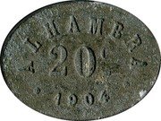 France 20 Centimes Paris. Seine. Alhambra 1904 20 С ALHAMBRA 1904 coin reverse France 20 Centimes Paris. Seine. Alhambra 1904 20 С ALHAMBRA 1904 coin reverse
