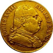 France 20 Francs Louis XVIII 1815 R X# 1 LOUIS XVIII ROI DE FRANCE coin obverse France 20 Francs Louis XVIII 1815 R X# 1 LOUIS XVIII ROI DE FRANCE coin obverse