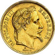 France 20 Francs Napoleon III. Essai E 1861 E  E BARRE NAPOLEON III EMPEREUR coin obverse France 20 Francs Napoleon III. Essai E 1861 E  E BARRE NAPOLEON III EMPEREUR coin obverse