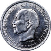 France 20 Francs (Petain Essai by Vezien) KM# Pn108 PHILIPPE PETAIN MARECHAL DE FRANCE CHEF DE L'ETAT VEZIEN coin obverse France 20 Francs (Petain Essai by Vezien) KM# Pn108 PHILIPPE PETAIN MARECHAL DE FRANCE CHEF DE L'ETAT VEZIEN coin obverse