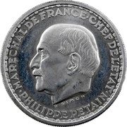 France 20 Francs (Petain Essai. Simon. Piedfort) PHILIPPE PETAIN MARECHAL DE FRANCE CHEF DE L'ETAT G. SIMON coin obverse France 20 Francs (Petain Essai. Simon. Piedfort) PHILIPPE PETAIN MARECHAL DE FRANCE CHEF DE L'ETAT G. SIMON coin obverse