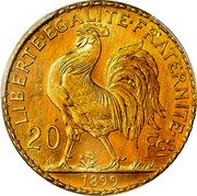 France 20 Francs Piedfort 1899 KM# P250 LIBERTE EGALITE FRATERNITE 20 FCS 1899 coin reverse