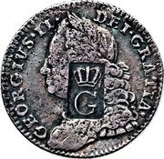 France 20 Sous (Guadeloupe British Occupation) KM# 17 GEORGIUS II DEI GRATIA coin obverse