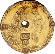 France 22 Livres Martinique Coinage ND (1802-1809)  Host years 1777-1786 KM# 33 MARIA I ET PETRUS III DG PORT ET ALG REGES 1786 R S 22 coin obverse France 22 Livres Martinique Coinage ND (1802-1809)  Host years 1777-1786 KM# 33 MARIA I ET PETRUS III DG PORT ET ALG REGES 1786 R S 22 coin obverse
