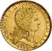 France 22 Livres (Martinique Coinage) IOANNES. V. D. G. PORT. ET. ALG. REX M 1732 coin obverse France 22 Livres (Martinique Coinage) IOANNES. V. D. G. PORT. ET. ALG. REX M 1732 coin obverse