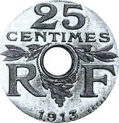 France 25 Centimes Essai de H. Guis. Small Module 1913  (fr) Flan bruni 25 CENTIMES R F 1913 ESSAI coin obverse France 25 Centimes Essai de H. Guis. Small Module 1913  (fr) Flan bruni 25 CENTIMES R F 1913 ESSAI coin obverse