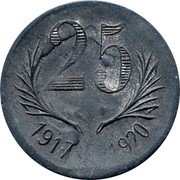 France 25 Centimes Herault. Distant Dates 1917  1917 1920 25 1917 1920 coin reverse