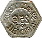 France 25 Centimes La Rochelle 1917  stamped face   coin reverse