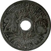 France 25 Centimes (Liberty Cap Essai) KM# E73 LIBERTÉ ÉGALITÉ FRATERNITÉ 25 CMES 1940 coin reverse