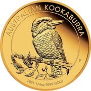 Australia 25 Dollars Australian Kookaburra. Elizabeth II 2021 P Proof AUSTRALIAN KOOKABURRA AH P 2021 1/4 OZ 9999 GOLD coin reverse Australia 25 Dollars Australian Kookaburra. Elizabeth II 2021 P Proof AUSTRALIAN KOOKABURRA AH P 2021 1/4 OZ 9999 GOLD coin reverse