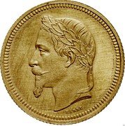 France 25 Francs (Napoleon III. Essai) KM# Pn93 BARRE coin obverse France 25 Francs (Napoleon III. Essai) KM# Pn93 BARRE coin obverse