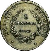 France 3 Centimes (Essai by Tiolier) 3 CENTIMES ESSAI EMPIRE FRANÇAIS coin reverse