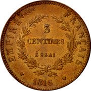 France 3 Centimes Essai Light. Napoleon II 1816 X# 7 3 CENTIMES ESSAI EMPIRE FRANÇAIS 1816 coin reverse
