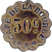 France 30 Centimes Cafe de la Bourse. Paris 1917 ND 30 C CAFÉ DE LA BOURSE coin obverse France 30 Centimes Cafe de la Bourse. Paris 1917 ND 30 C CAFÉ DE LA BOURSE coin obverse