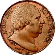 France 40 Francs Essai by Droz. Uniface ND (1815)  LOUIS XVIII ROI DE FRANCE. DROZ T. coin obverse France 40 Francs Essai by Droz. Uniface ND (1815)  LOUIS XVIII ROI DE FRANCE. DROZ T. coin obverse