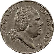 France 40 Francs (Louis XVIII. Essai by Michaut) MICHAUT F. LOUIS XVIII ROI DE FRANCE. coin obverse France 40 Francs (Louis XVIII. Essai by Michaut) MICHAUT F. LOUIS XVIII ROI DE FRANCE. coin obverse