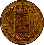 France 40 Francs (Louis XVIII. Essai by Tiolier) 40 FR 1815 A coin reverse France 40 Francs (Louis XVIII. Essai by Tiolier) 40 FR 1815 A coin reverse