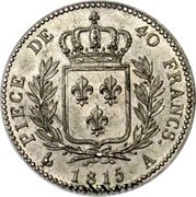 France 40 Francs (Pattern by Andrieu) PIECE DE 40 FRANCS 1815 A coin reverse France 40 Francs (Pattern by Andrieu) PIECE DE 40 FRANCS 1815 A coin reverse