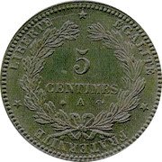 France 5 Centimes Pattern By Oudine 1871 A LIBERTE EGALITE FRATERNITE 5 CENTIMES A coin reverse France 5 Centimes Pattern By Oudine 1871 A LIBERTE EGALITE FRATERNITE 5 CENTIMES A coin reverse
