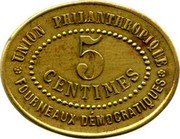 France 5 Centimes Carcassonne. Aude 1892 5 CENTIMES UNION PHILANTHROPIQUE FOURNEAUX DÉMOCRATIQUES coin obverse