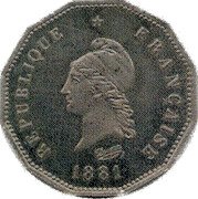 France 5 Centimes Essai 12-sided by Dupre 1881 A REPUBLIQUE FRANCAISE DUPRÉ 1881 coin obverse France 5 Centimes Essai 12-sided by Dupre 1881 A REPUBLIQUE FRANCAISE DUPRÉ 1881 coin obverse