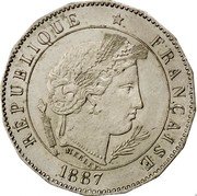France 5 Centimes Essai by .Merley 1887 A L. MERLEY RÉPUBLIQUE FRANÇAISE 1887 coin obverse France 5 Centimes Essai by .Merley 1887 A L. MERLEY RÉPUBLIQUE FRANÇAISE 1887 coin obverse