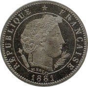 France 5 Centimes Type I. Essai by Merley 1881 A REPUBLIQUE FRANCAISE MERLEY 1881 coin obverse France 5 Centimes Type I. Essai by Merley 1881 A REPUBLIQUE FRANCAISE MERLEY 1881 coin obverse