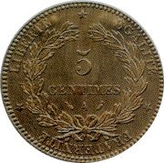 France 5 Centimes (Essai by Oudine) LIBERTE EGALITE FRATERNITE 5 CENTIMES A coin reverse