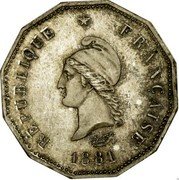 France 5 Centimes Essai. Dupre 1881 A DUPRE RÉPUBLIQUE FRANÇAISE 1881 coin obverse France 5 Centimes Essai. Dupre 1881 A DUPRE RÉPUBLIQUE FRANÇAISE 1881 coin obverse