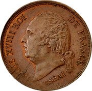 France 5 Centimes (Essai. No value. No date) LOUIS XVIII ROI DE FRANÇE ESSAI coin obverse France 5 Centimes (Essai. No value. No date) LOUIS XVIII ROI DE FRANÇE ESSAI coin obverse