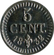 France 5 Centimes (Henri V Pretender) X# 17 5 CENT. 18 32 coin reverse
