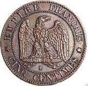 France 5 Centimes (Laureate head - E Essai) KM# E23 E EMPIRE FRANÇAIS CINQ CENTIMES coin reverse France 5 Centimes (Laureate head - E Essai) KM# E23 E EMPIRE FRANÇAIS CINQ CENTIMES coin reverse