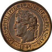 France 5 Centimes Louis Philippe Essai 1847 KM# Pn36 LOUIS PHILIPPE I ROI DES FRAÇAISES 1847 BARRE coin obverse France 5 Centimes Louis Philippe Essai 1847 KM# Pn36 LOUIS PHILIPPE I ROI DES FRAÇAISES 1847 BARRE coin obverse