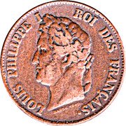 France 5 Centimes (Louis-Philippe I. Barre Pattern) LOUIS PHILIPPE I ROI DES FRANÇAIS BARRE 1840 coin obverse