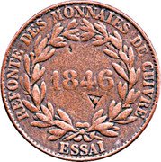 France 5 Centimes (Louis-Philippe I. Barre Pattern) 1846 REFONTE DES MONNAIES DE CUIVRE A ESSAI coin reverse