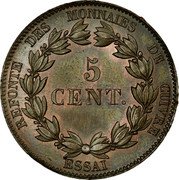 France 5 Centimes Louis-Philippe I Essai by Barre 1831 ND REFONTE DES MONNAIES DE CUIVRE ESSAI 5 CENT coin reverse