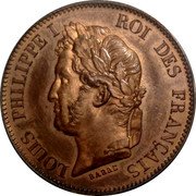 France 5 Centimes (Louis Philippe I. Pattern of Barre) LOUIS PHILIPPE I ROI DES FRANÇAIS BARRE coin obverse France 5 Centimes (Louis Philippe I. Pattern of Barre) LOUIS PHILIPPE I ROI DES FRANÇAIS BARRE coin obverse