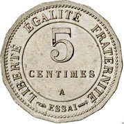 France 5 Centimes Merley - Essai 1887 A 5 CENTIMES A LIBERTÉ ÉGALITÉ FRATERNITÉ ESSAI coin reverse France 5 Centimes Merley - Essai 1887 A 5 CENTIMES A LIBERTÉ ÉGALITÉ FRATERNITÉ ESSAI coin reverse