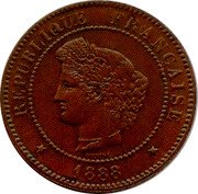 France 5 Centimes (Piedfort by Oudine) RÉPUBLIQUE FRANÇAISE 1888 OUDINE coin obverse