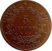 France 5 Centimes (Piedfort by Oudine) LIBERTE EGALITE FRATERNITE 5 CENTIMES A coin reverse