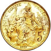 France 5 Centimes Pre serie by Dupuis 1897 5C LIBERTÉ ÉGALITÉ FRATERNITÉ DANIEL DUPUIS 1897 coin reverse