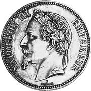 France 5 Francs (Essai by Barre) KM# E24 E BARRE NAPOLEON III EMPEREUR coin obverse