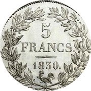 France 5 Francs Louis-Philippe I. Pattern of Caunois 1830  5 FRANCS 1830 coin reverse