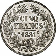 France 5 Francs Louis Philips I. Essai by Barre 1831 A KM# PnB34 CINQ FRANCS 1831 A coin reverse