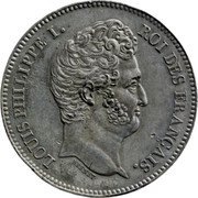 France 5 Francs (Louis Philips I. Essai by Brenet) LOUIS PHILIPPE I. ROI DES FRANÇAIS. BRENET coin obverse