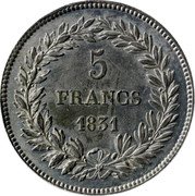 France 5 Francs (Louis Philips I. Essai by Brenet) 5 FRANCS 1831 coin reverse