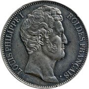 France 5 Francs (Louis Philips I. Essai by Desboeufs) LOUIS PHILIPPE I. ROI DES FRANÇAIS. DESBOEUFS coin obverse